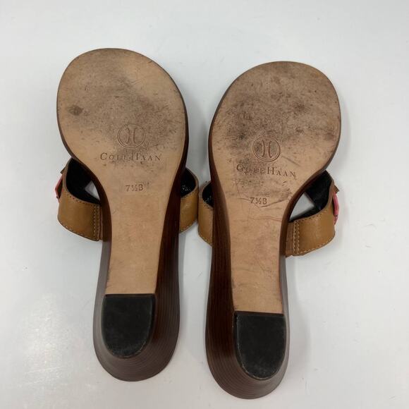 Cole Haan Women's Heeled Flip Flop Leather Sandals Size 7.5B Crystals - Picture 11 of 13